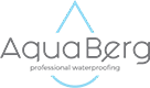 logo firmy aquaberg, kropla wody a w nim nazwa przedsiębiorstwa.